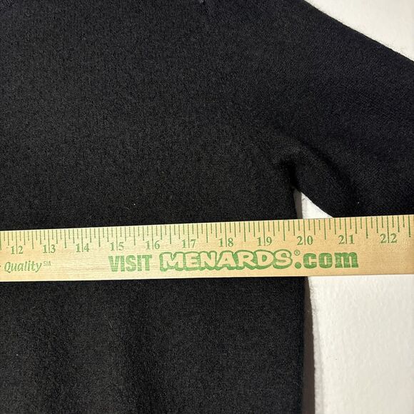 J. Crew Sweater Black Wool Pullover Bead Shoulders Long Sleeve Back Zip Size M - Picture 5 of 13
